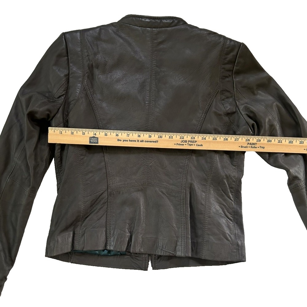 NWT Marc New York Andrew Marc Moto Mob Wife Grey Leather Jacket Size L - Picture 14 of 16